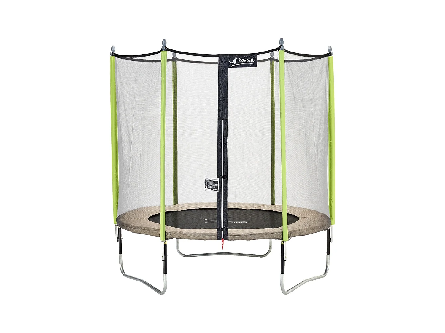 Kangui - Trampoline de jardin 244 cm + filet de sécurité JUMPI Taupe/Vert 250