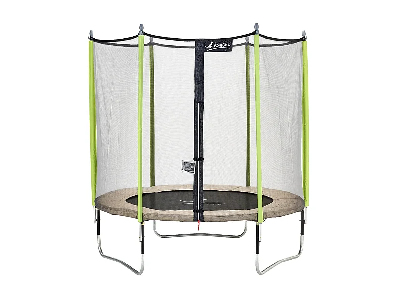 Kangui - Trampoline de jardin 244 cm + filet de sécurité JUMPI Taupe/Vert 250