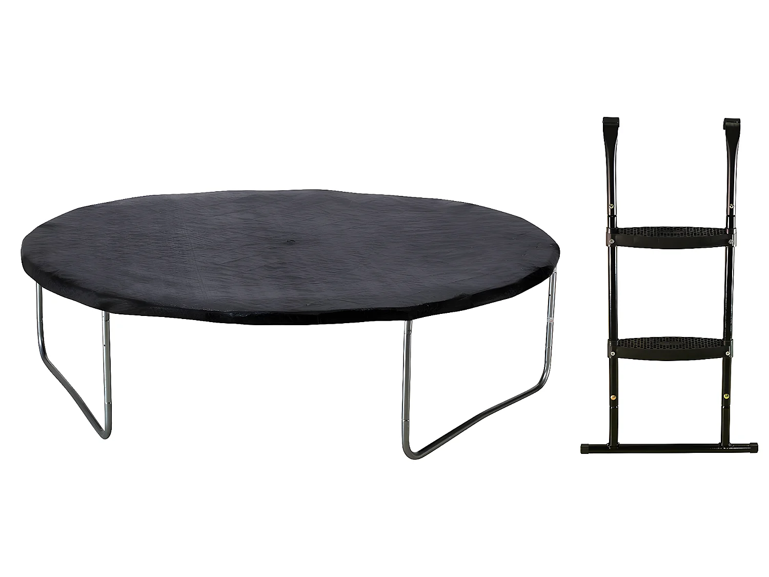 Kangui - Trampoline de jardin 244 cm + filet de sécurité + échelle + bâche de protection JUMPI Taupe/Vert 250