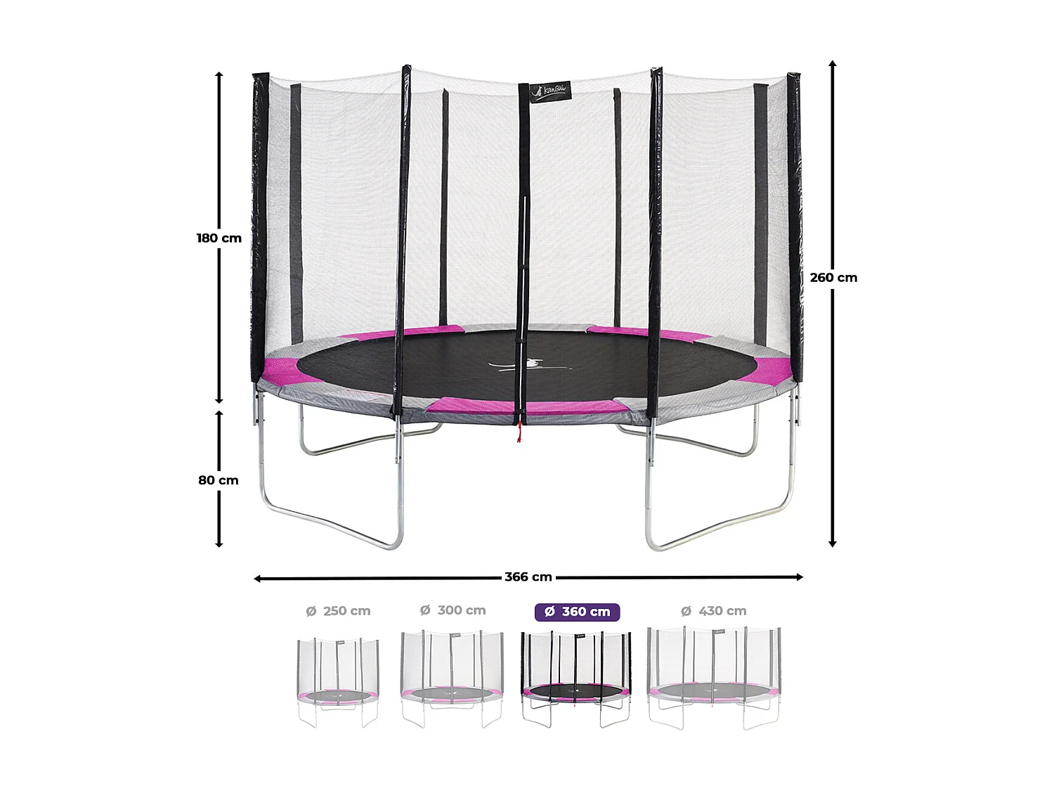 Kangui - Trampoline rond Ø360cm avec filet de sécurité - RALLI 360