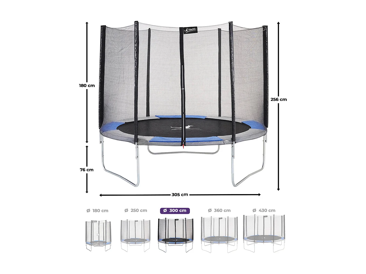 Kangui - Trampoline rond Ø300cm avec filet de sécurité - RALLI 300