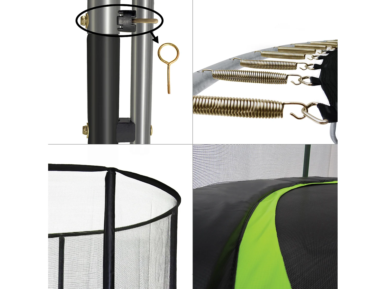 Kangui - Trampoline de jardin rond 430 cm + filet de sécurité + échelle + bâche de protection | PUNCHI Vert 430