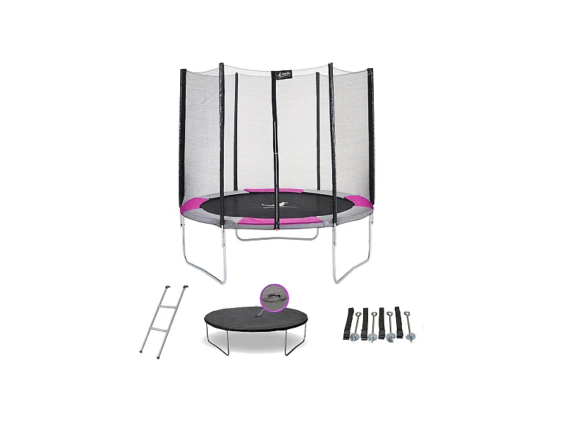 Kangui - Trampoline rond Ø250cm avec filet, échelle, bâche et kit d'ancrage - RALLI 250