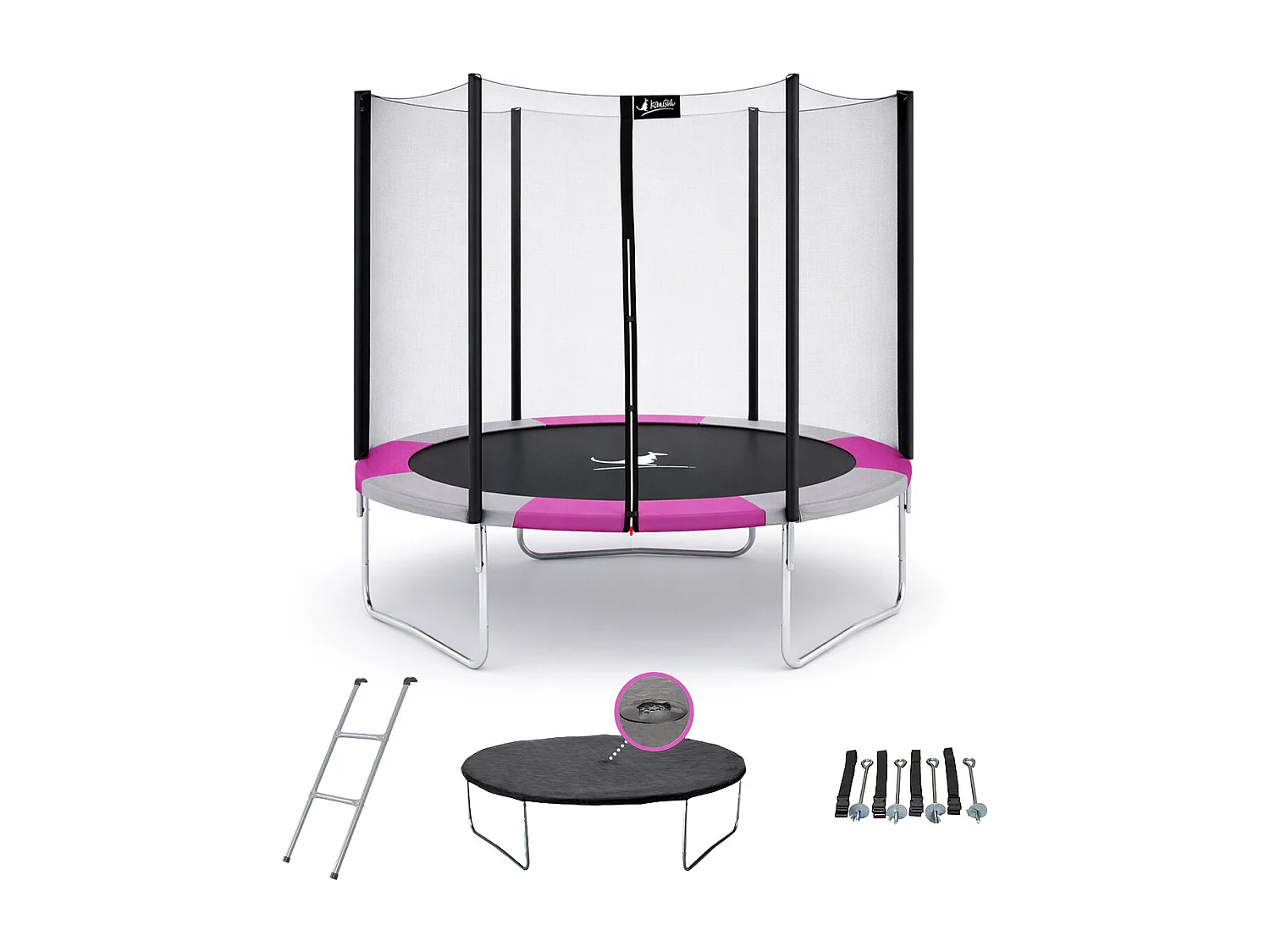 Kangui - Trampoline rond Ø250cm avec filet, échelle, bâche et kit d'ancrage - RALLI 250