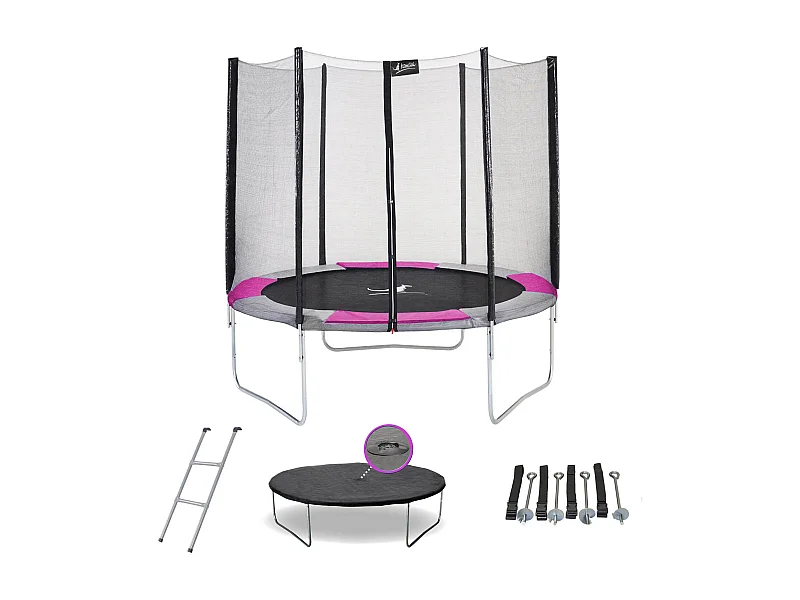 Kangui - Trampoline rond Ø250cm avec filet, échelle, bâche et kit d'ancrage - RALLI 250
