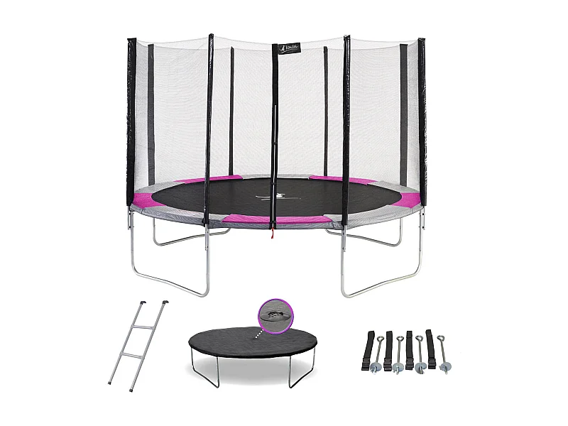 Kangui - Trampoline rond Ø360cm avec filet, échelle, bâche et kit d'ancrage - RALLI 360