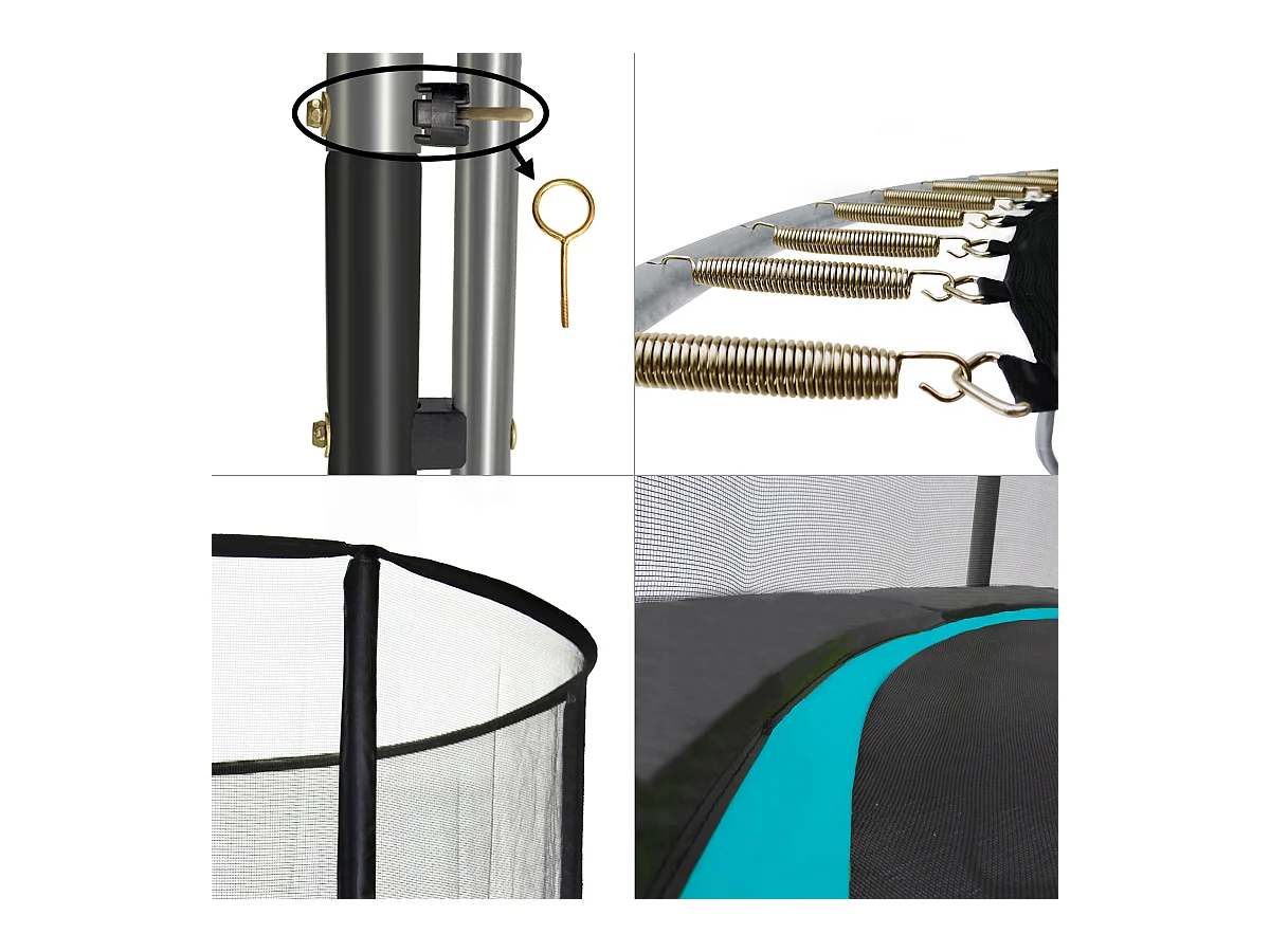 Kangui - Trampoline de jardin 365 cm + filet de sécurité + échelle + bâche de protection | PUNCHI Bleu 360