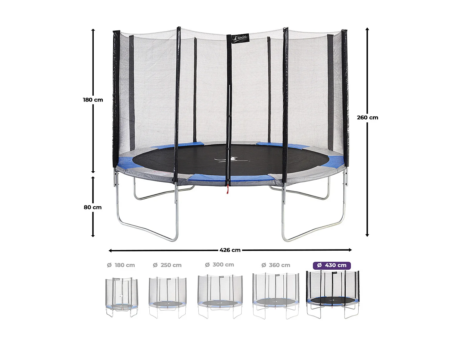 Kangui - Trampoline rond Ø430cm avec filet de sécurité - RALLI 430