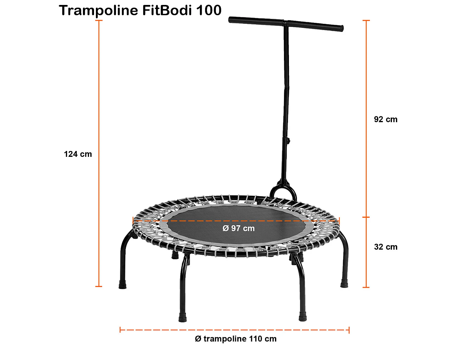 Kangui - Mini trampoline FITNESS FitBodi Ø100 - Certifié par le CRITT