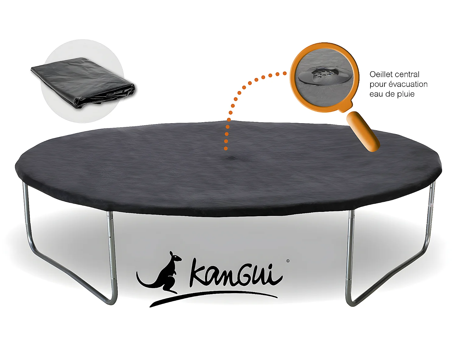 Kangui - Trampoline de jardin 244 cm + filet de sécurité + échelle + bâche de protection JUMPI Vert/Noir 250