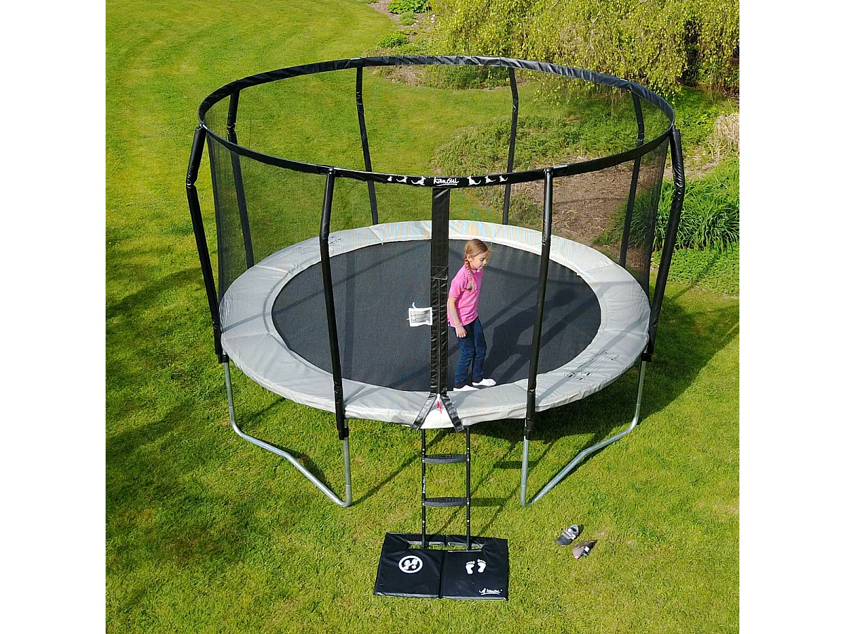 Kangui - Trampoline de jardin rond Ø360cm avec filet de sécurité + échelle - Fabrication européenne - Famili 360