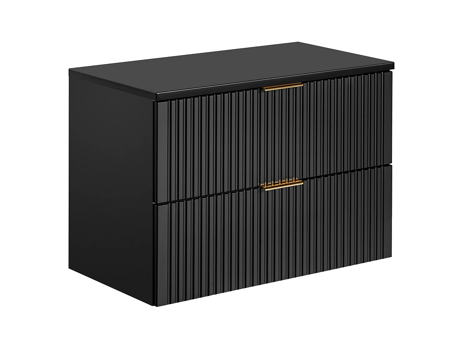 Mueble de baño suspendido con lavabo sobre encimera y armario - Negro - 80 cm - ZEVARA