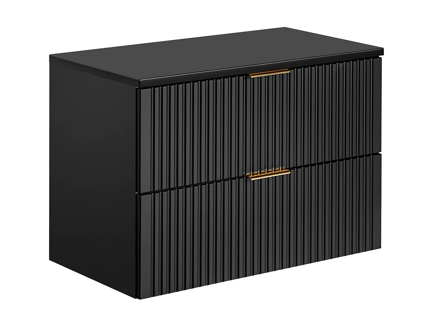 Mobile per bagno sospeso con scanalature e lavabo da appoggio e colonna 80 cm Nero - ZEVARA