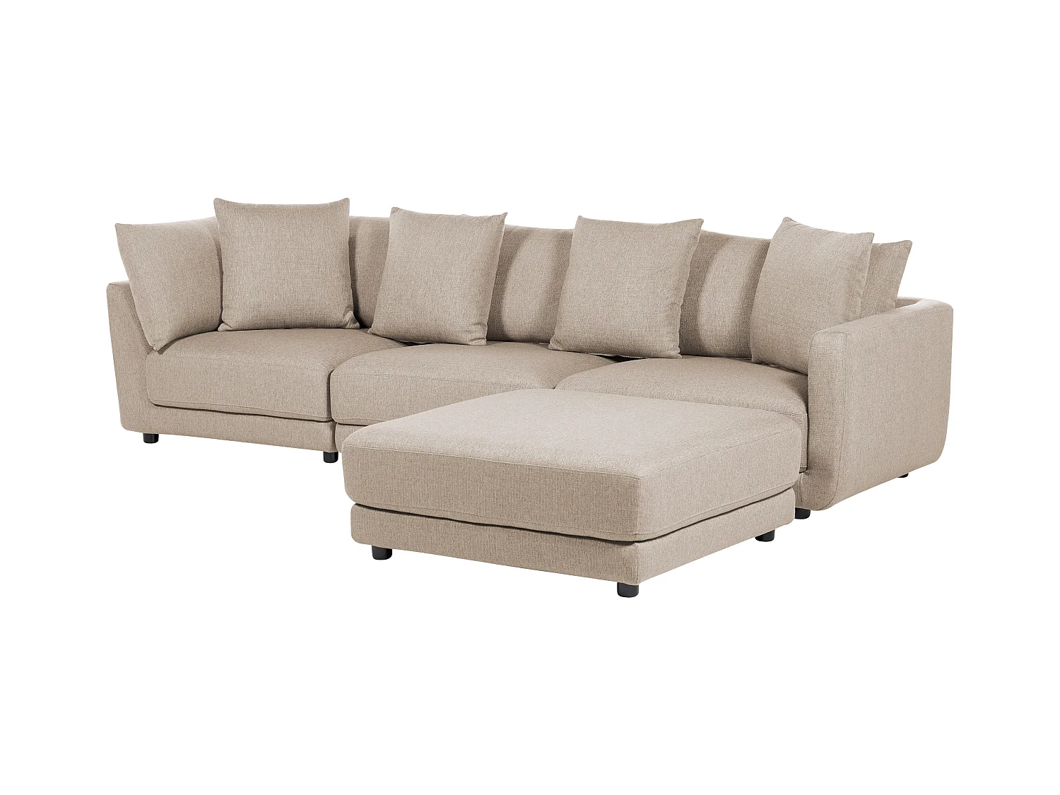 Canapé 3 places SIGTUNA Tissu Beige avec ottoman
