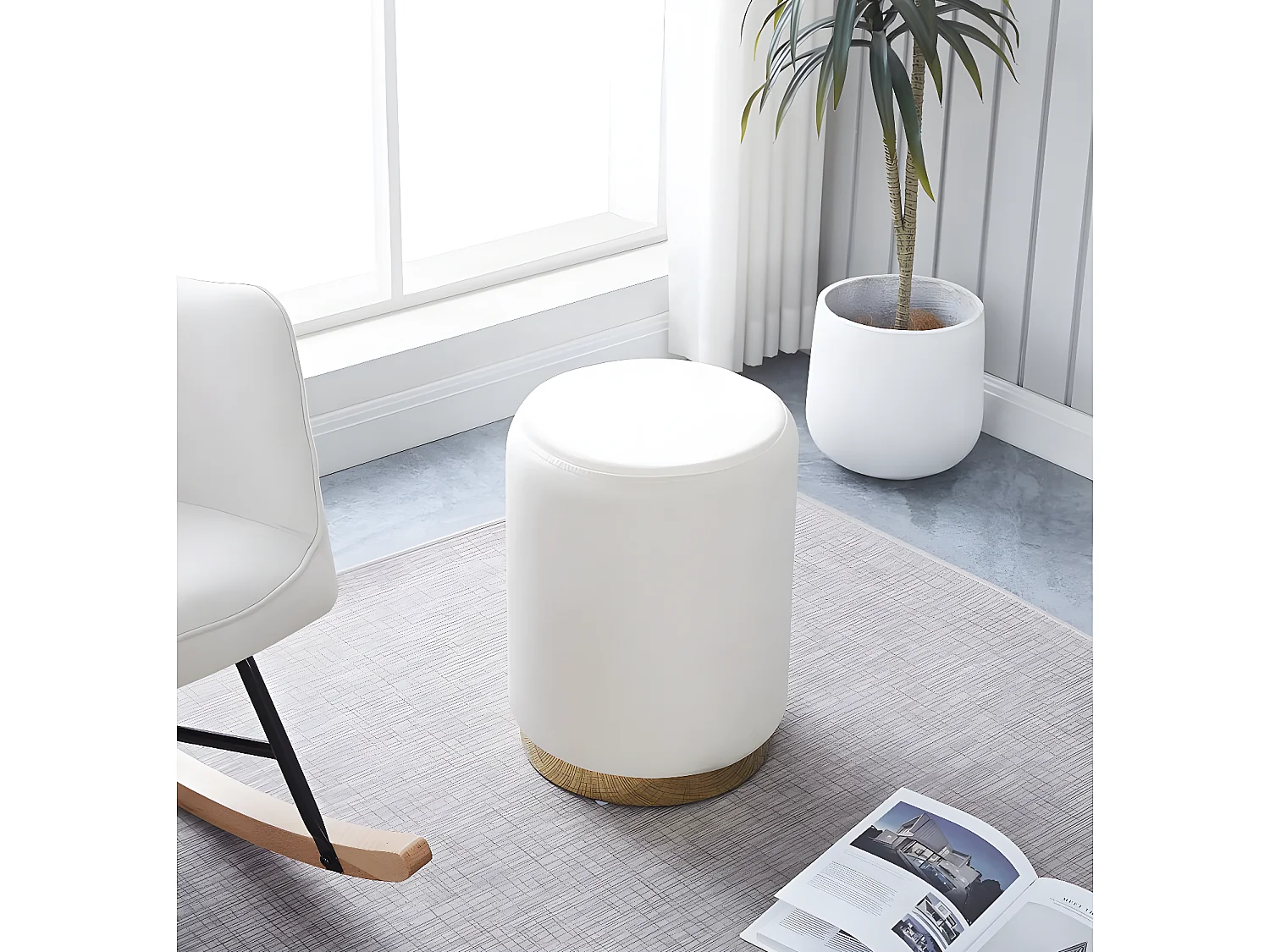 Pouf en velours "Lorraine" - Beige