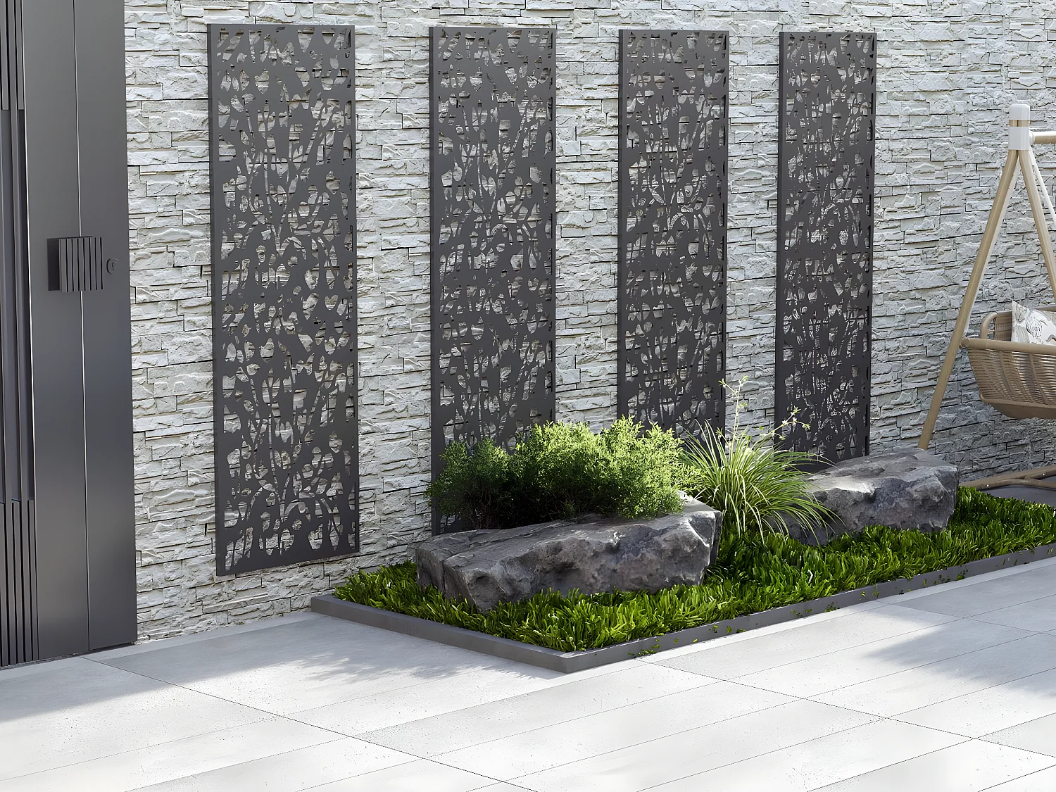 Decoratief metalen hek "Flower" 50 x 150 cm - Antraciet voor een moderne en elegante buitenruimte