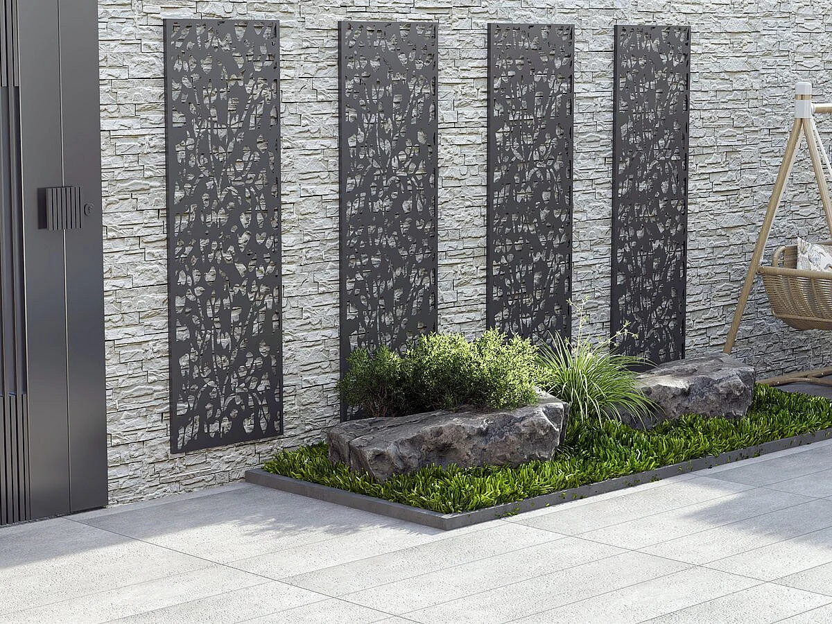 Decoratief metalen hek "Flower" 50 x 150 cm - Antraciet voor een moderne en elegante buitenruimte