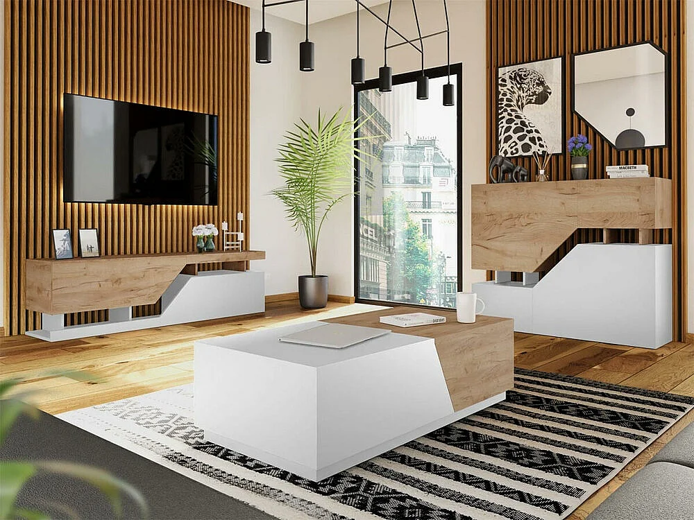 Aparador Comfivo Daldune 101, Roble wotan|Blanco, 100x120cm, Número de puertas: 435cm