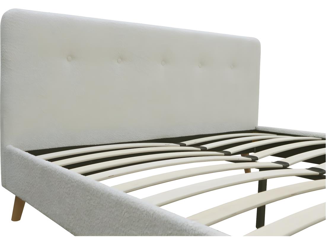 vente unique Lit tissu bouclette "Nemo" 160x200 - Crème