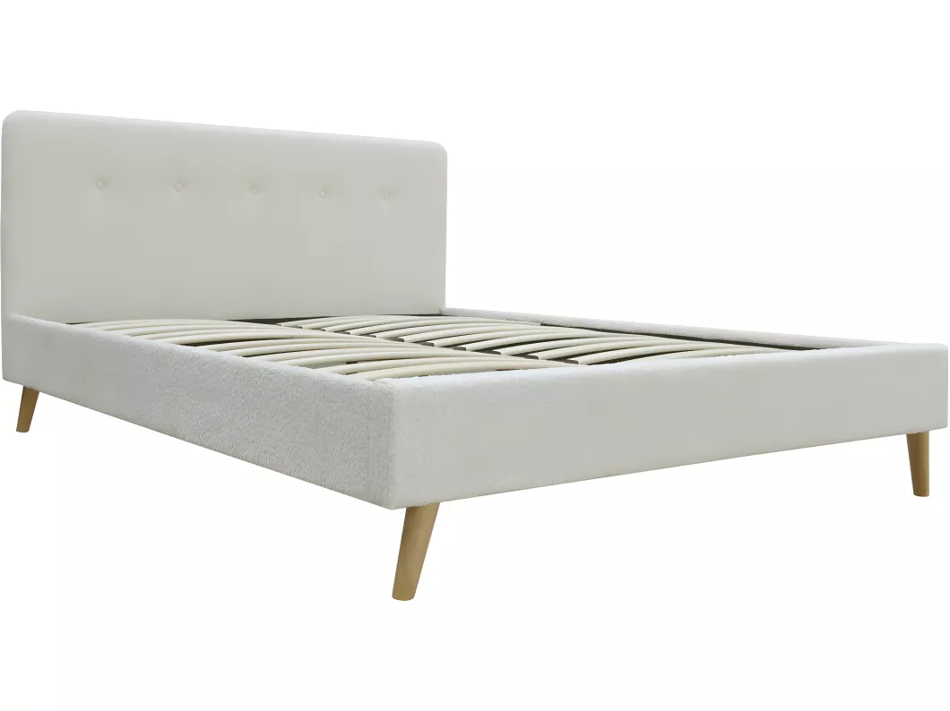 Kauf Unique Bett aus Bouclé-Stoff "Nemo" - 160 x 200 - Creme