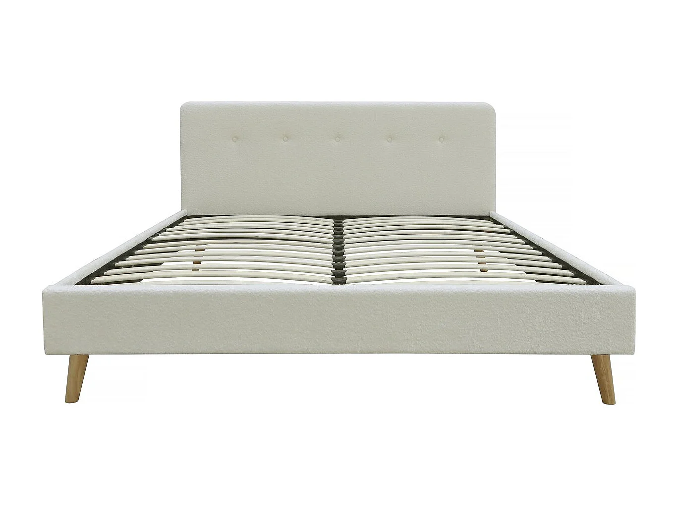 Bed van bouclé-stof "Nemo" 160x200 - Crème, elegant en comfortabel ontwerp