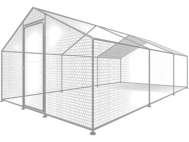 Galinheiro de 18m² em aço galvanizado com cobertura impermeável e porta com fechadura