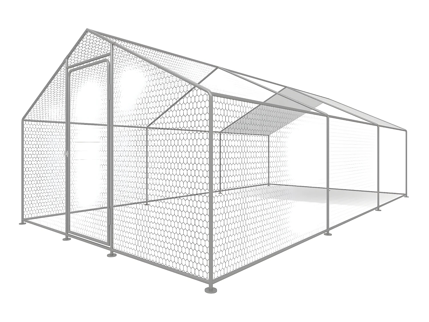 Galinheiro de 18m² em aço galvanizado com cobertura impermeável e porta com fechadura