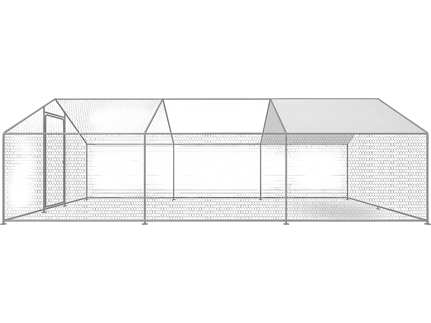 Galinheiro de 18m² em aço galvanizado com cobertura impermeável e porta com fechadura