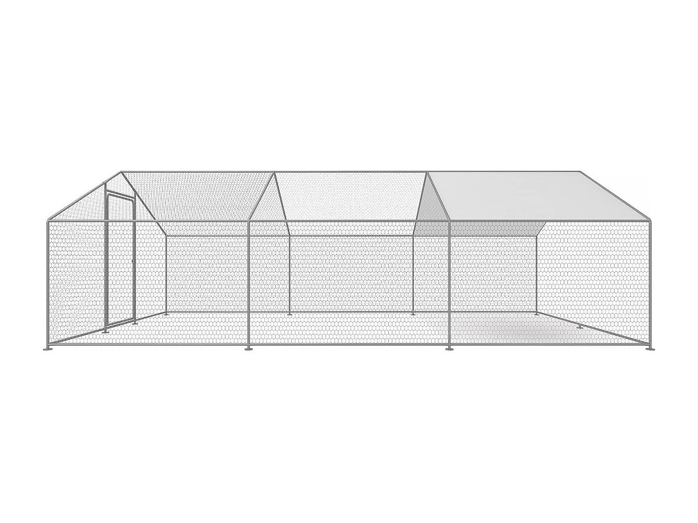 Enclos à poules 18 m² parc grillagé 6 x 3 x 2 M acier galvanisé