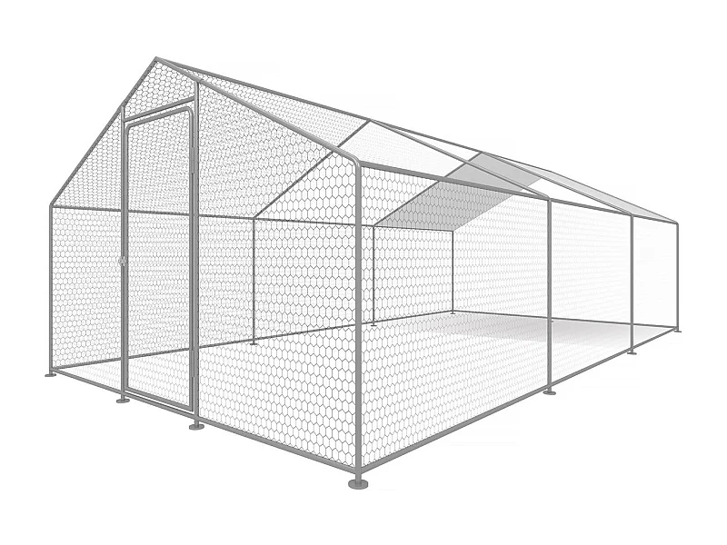 Hühnergehege 18 m² mit Maschendrahtzaun 6 x 3 x 2 m aus verzinktem Stahl