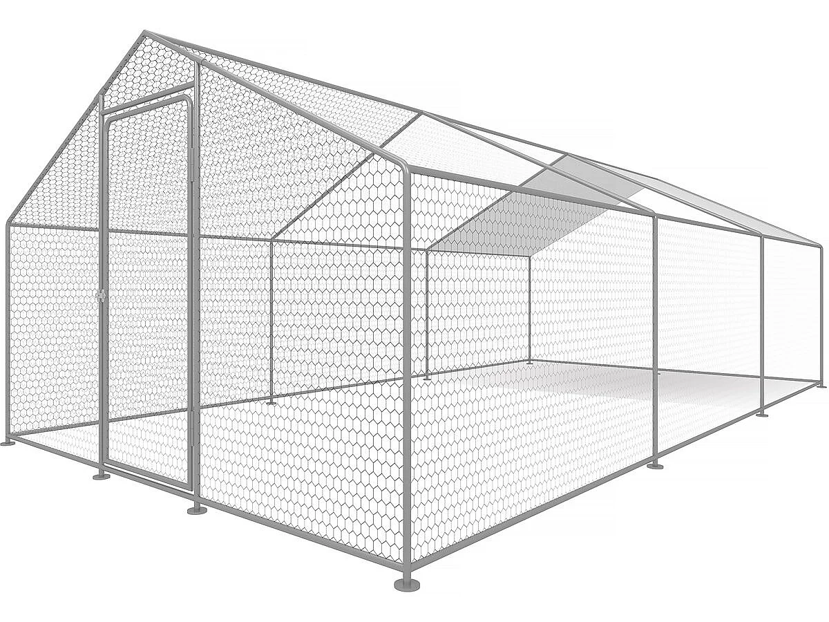 Hühnergehege 6 m² mit Maschendrahtzaun 2 x 3 x 2 m aus verzinktem Stahl