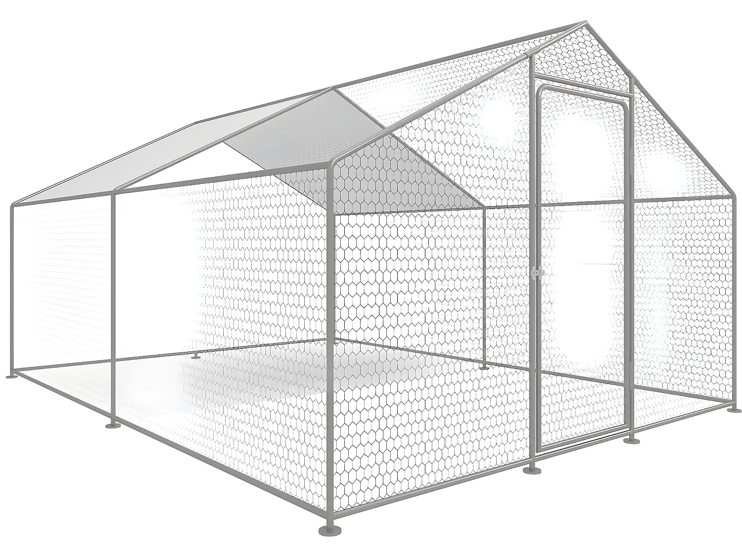 Hühnergehege 9 m² mit Maschendrahtzaun 3 x 3 x 2 m aus verzinktem Stahl