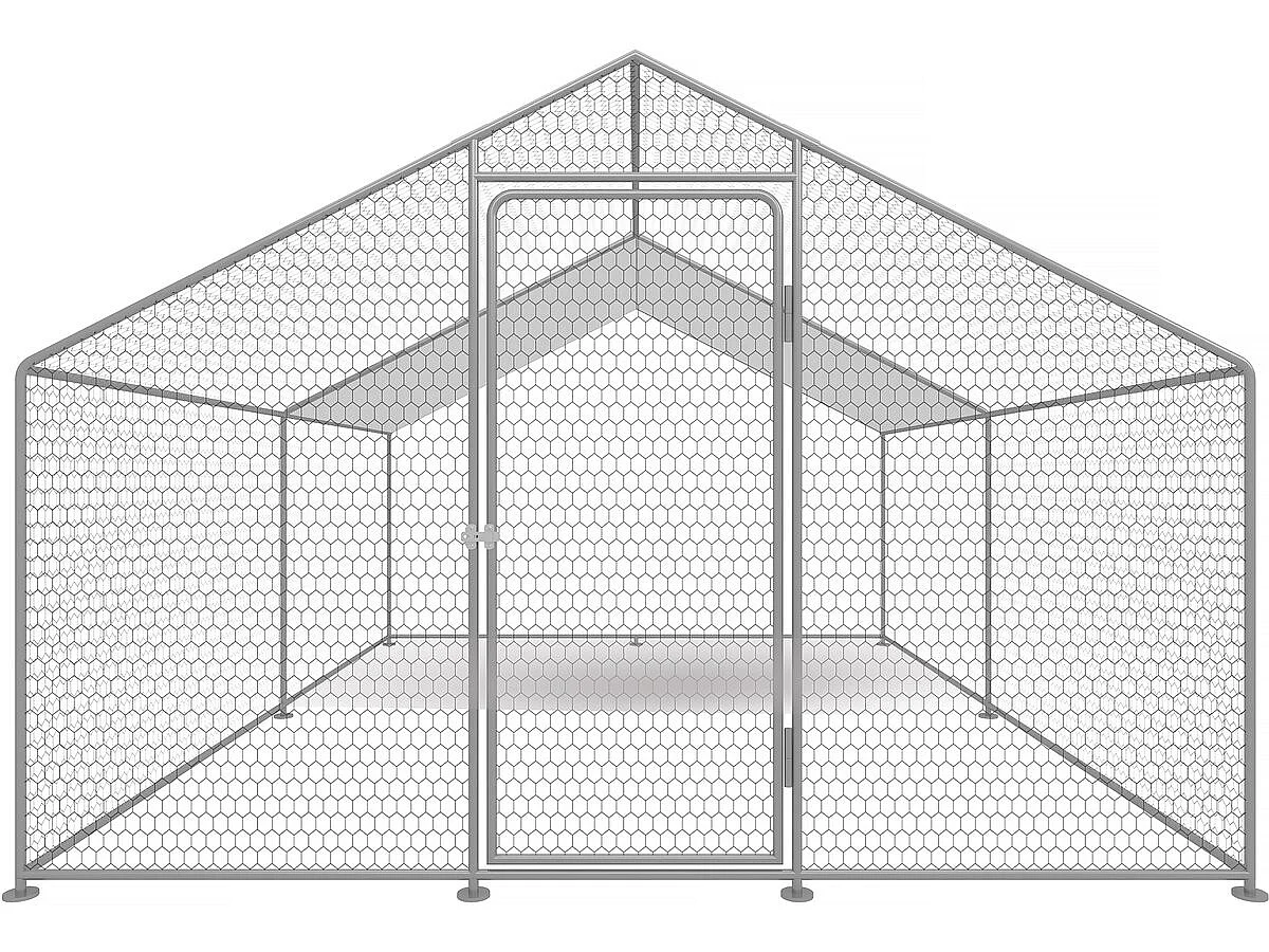 Hühnergehege 9 m² mit Maschendrahtzaun 3 x 3 x 2 m aus verzinktem Stahl