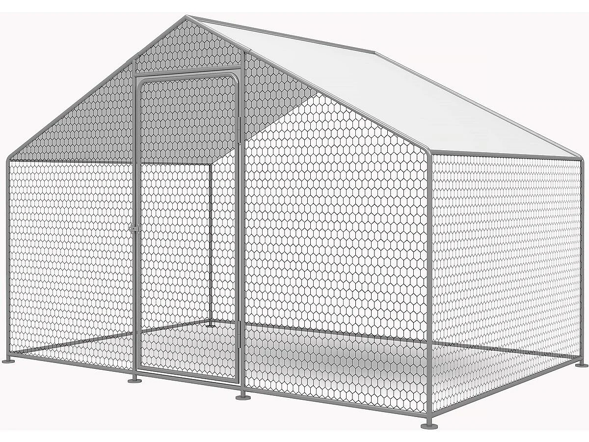 Hühnergehege 9 m² mit Maschendrahtzaun 3 x 3 x 2 m aus verzinktem Stahl