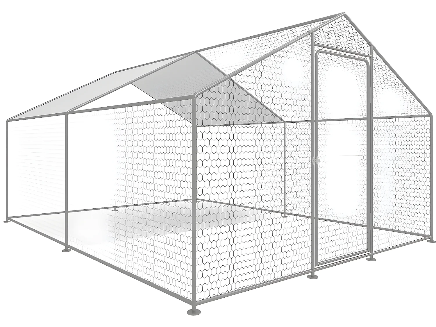 Enclos à poules 12 m² parc grillagé 4 x 3 x 2 M acier galvanisé