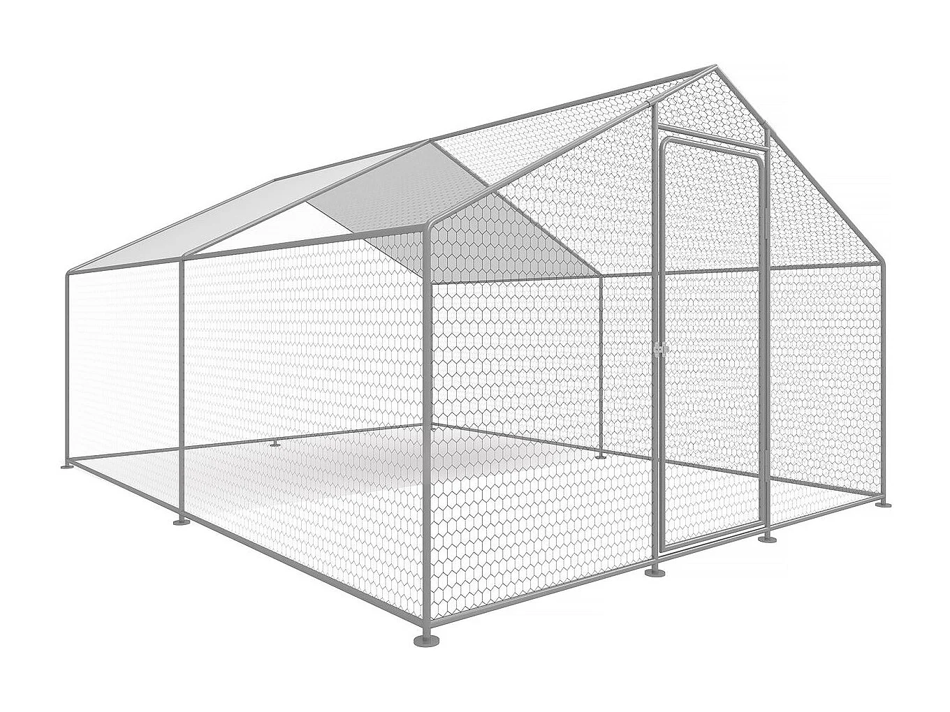 Hühnergehege 12 m² mit Maschendrahtzaun 4 x 3 x 2 m aus verzinktem Stahl