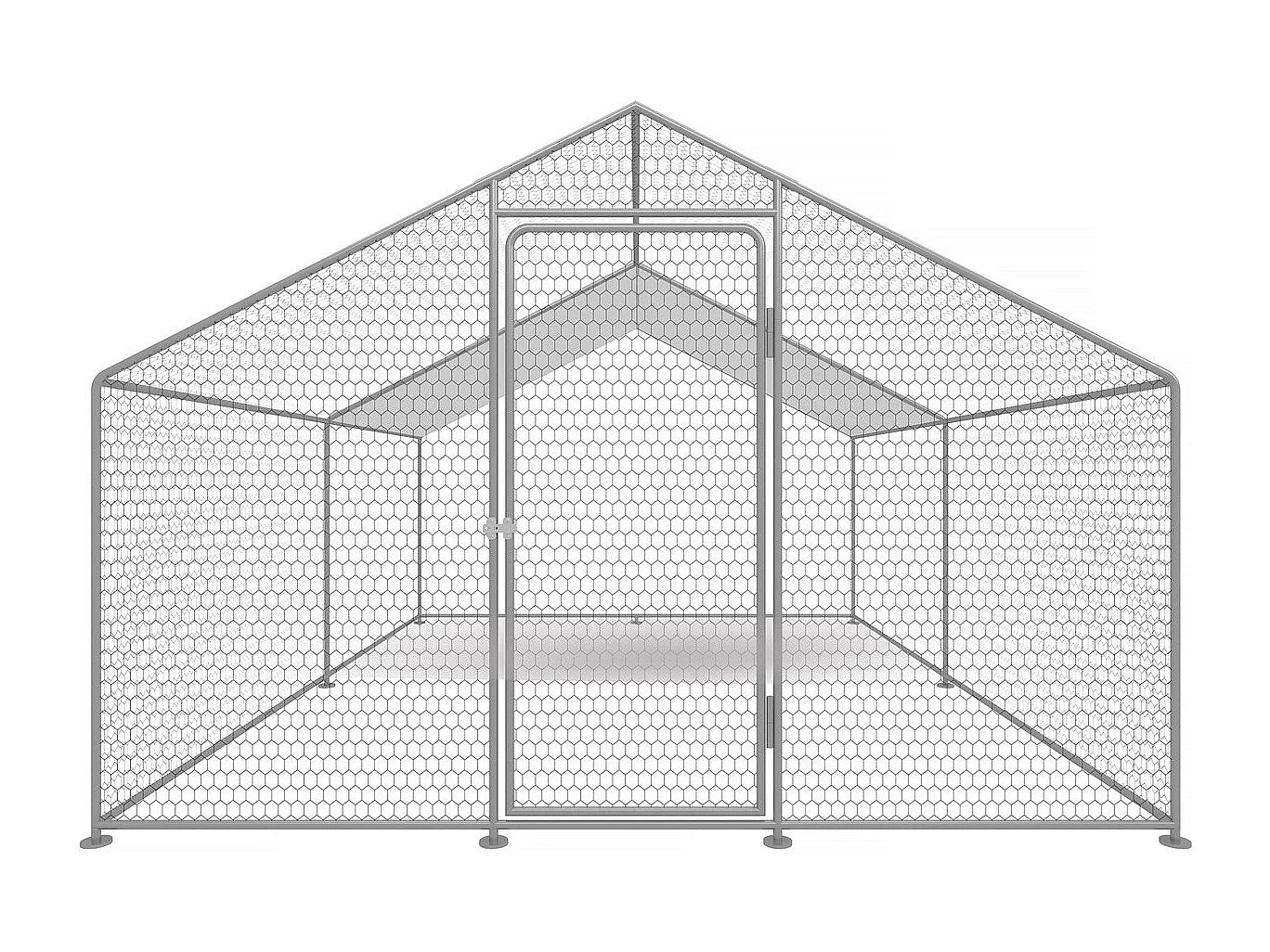 Enclos à poules 12 m² parc grillagé 4 x 3 x 2 M acier galvanisé