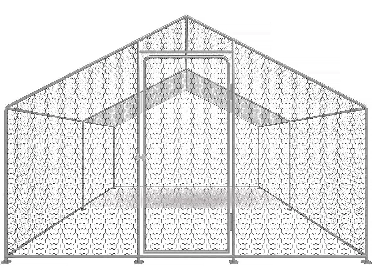 Hühnergehege 12 m² mit Maschendrahtzaun 4 x 3 x 2 m aus verzinktem Stahl
