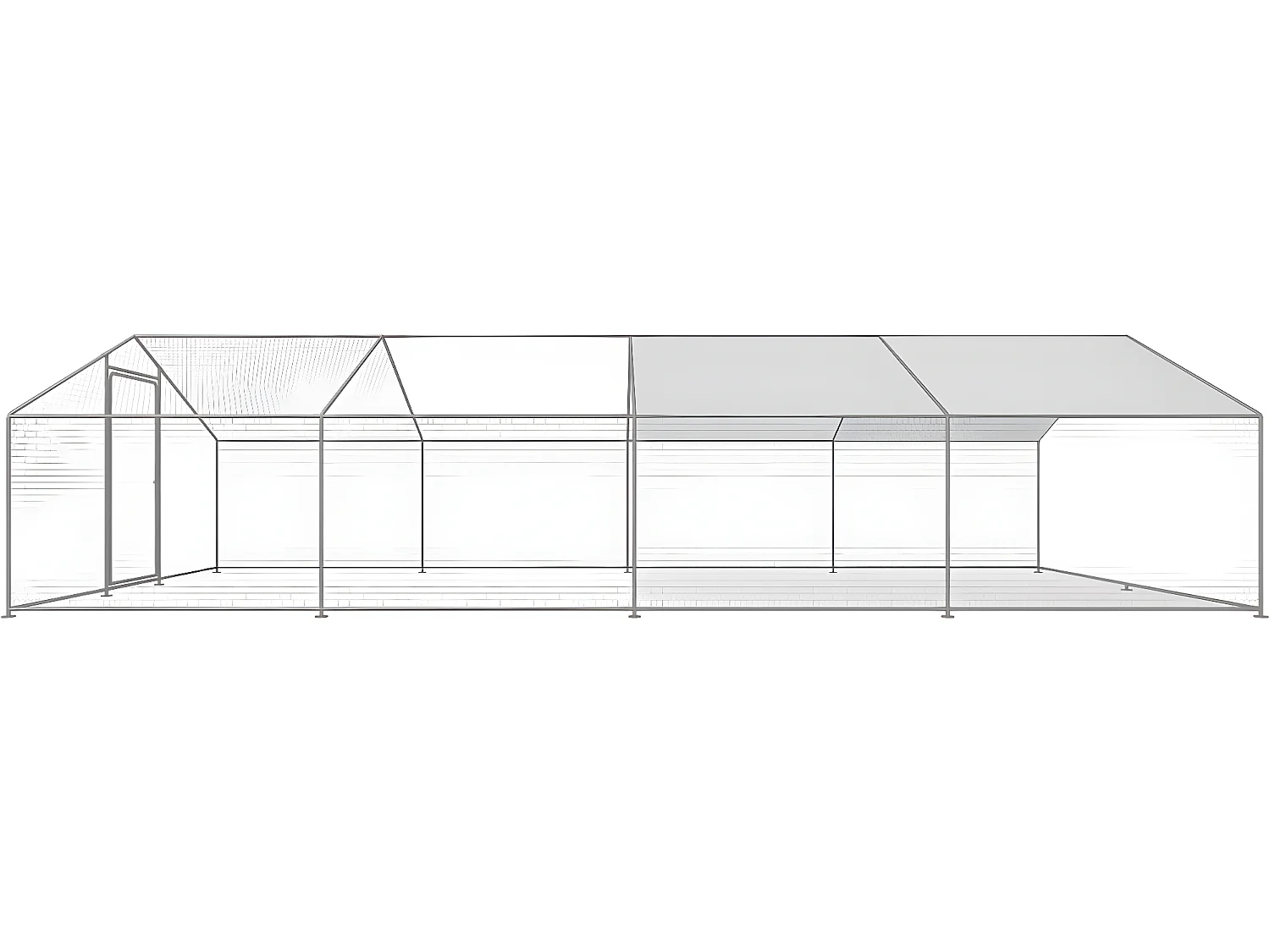 Enclos à poules 24 m² parc grillagé 8 x 3 x 2 M acier galvanisé