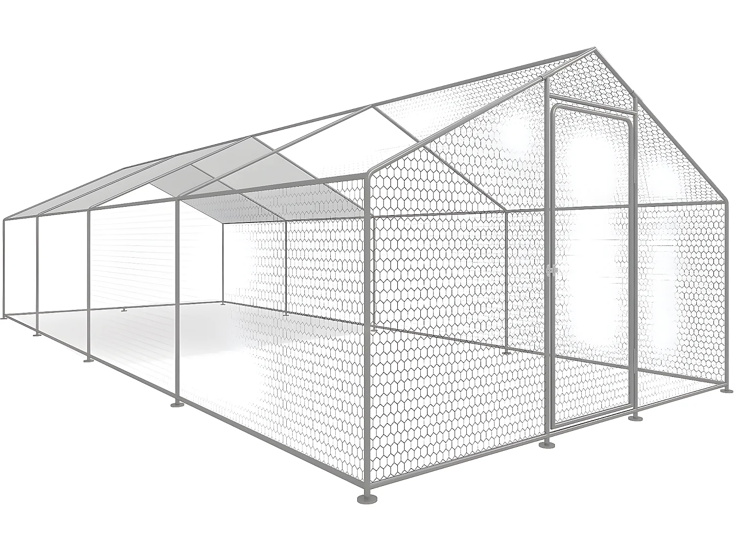 Enclos à poules 24 m² parc grillagé 8 x 3 x 2 M acier galvanisé