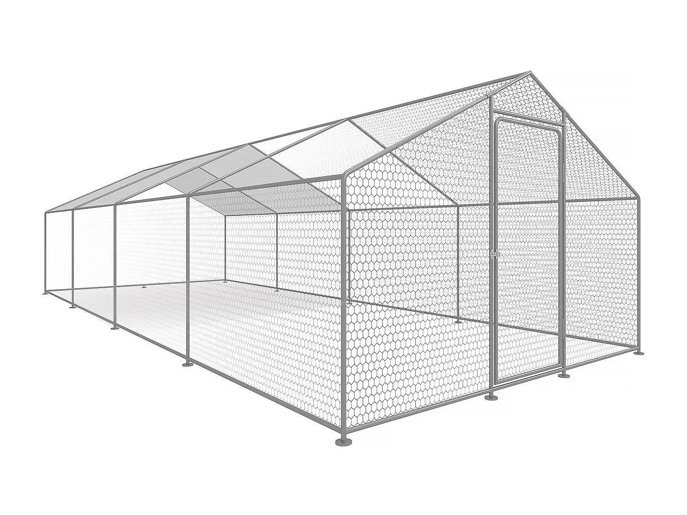 Gallinero 24 m² parque de malla metálica 8 x 3 x 2 M acero galvanizado