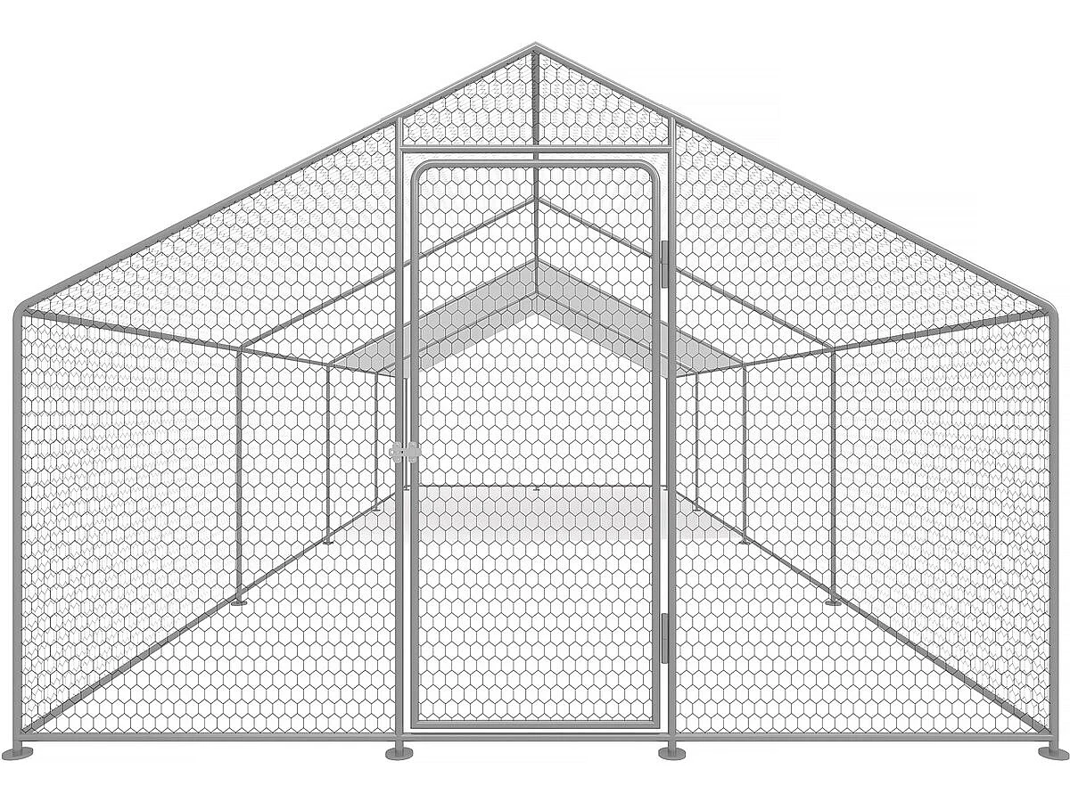 Enclos à poules 24 m² parc grillagé 8 x 3 x 2 M acier galvanisé