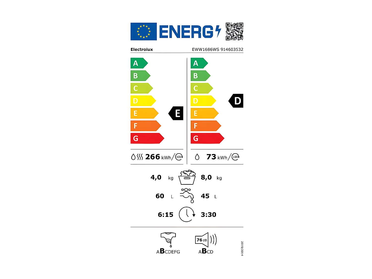 Lave-linge séchants ELECTROLUX, EWW1686WS