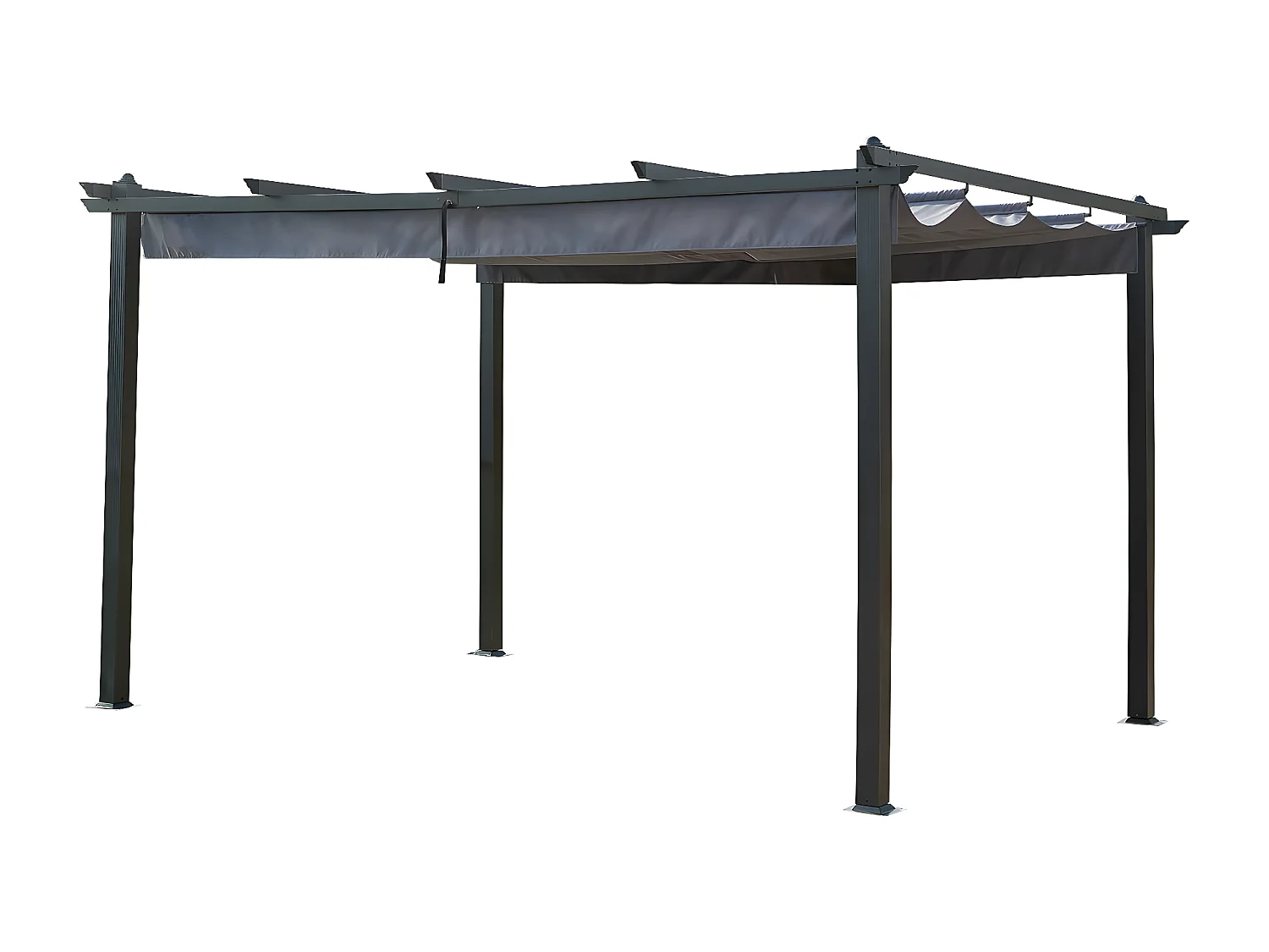 Pergola en aluminium avec toit rétractable - 3 x 4 m - Gris anthracite