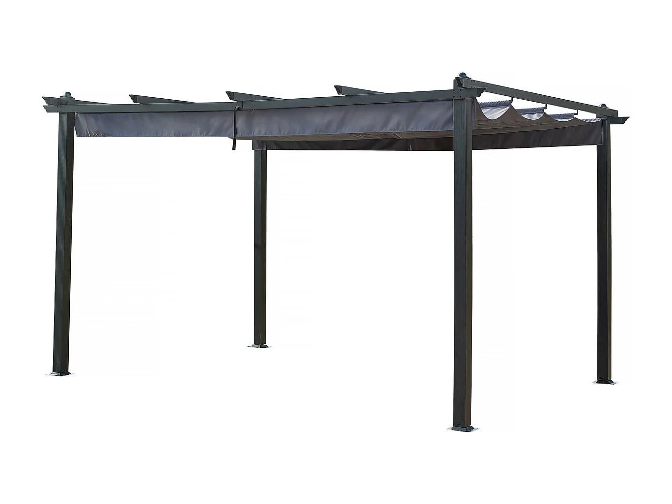 Pergola en aluminium avec toit rétractable - 3 x 4 m - Gris anthracite