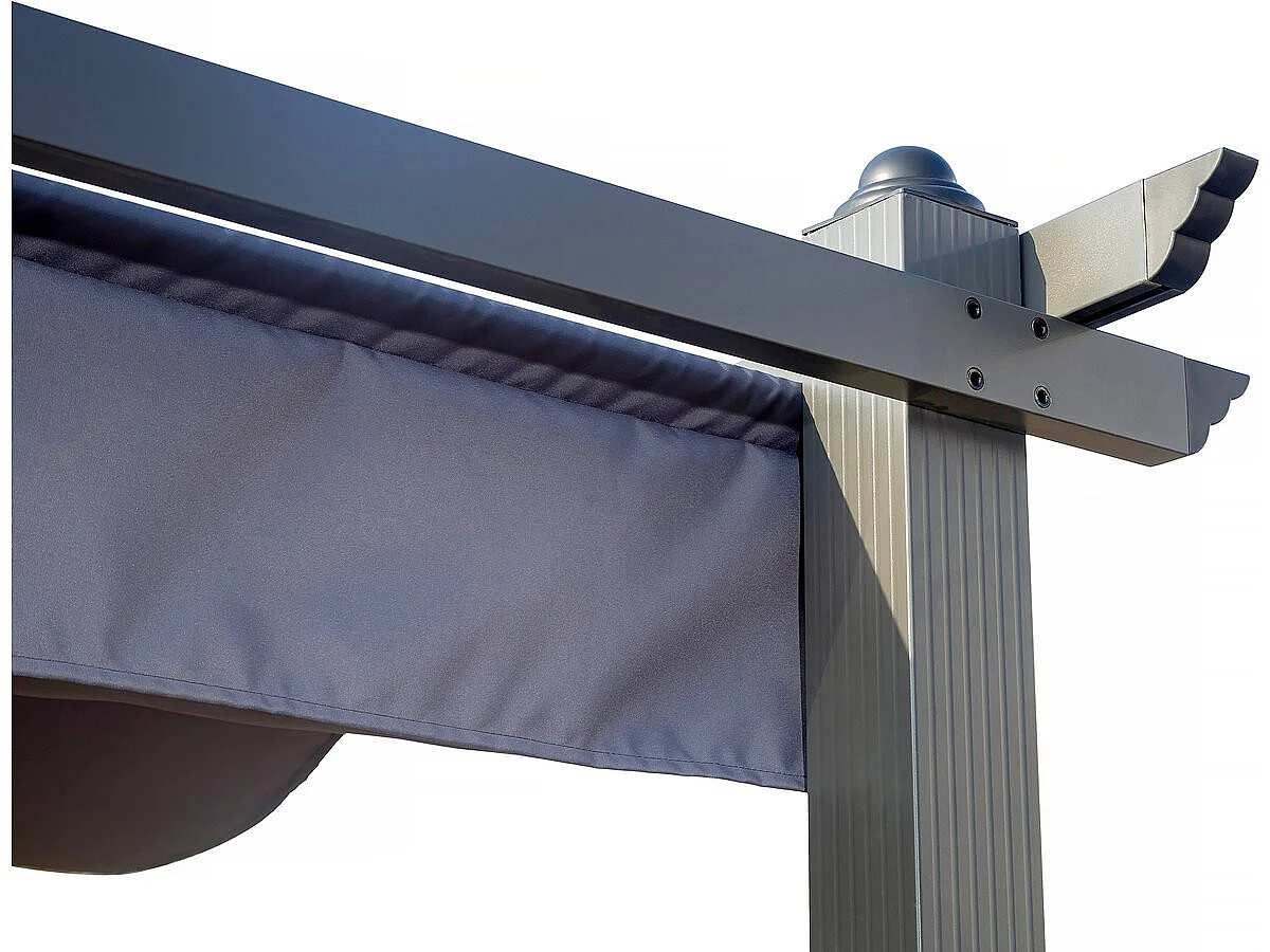 Pergola en aluminium avec toit rétractable - 3 x 4 m - Gris anthracite