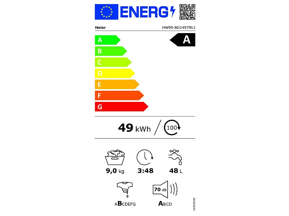 Haier Lave-linge frontal 9kg 1400 tours/min - HW90GBD14979UFR