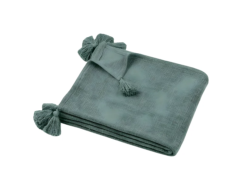 Plaid ou jeté de canapé Sanchez 125 x 150 cm - Sauge