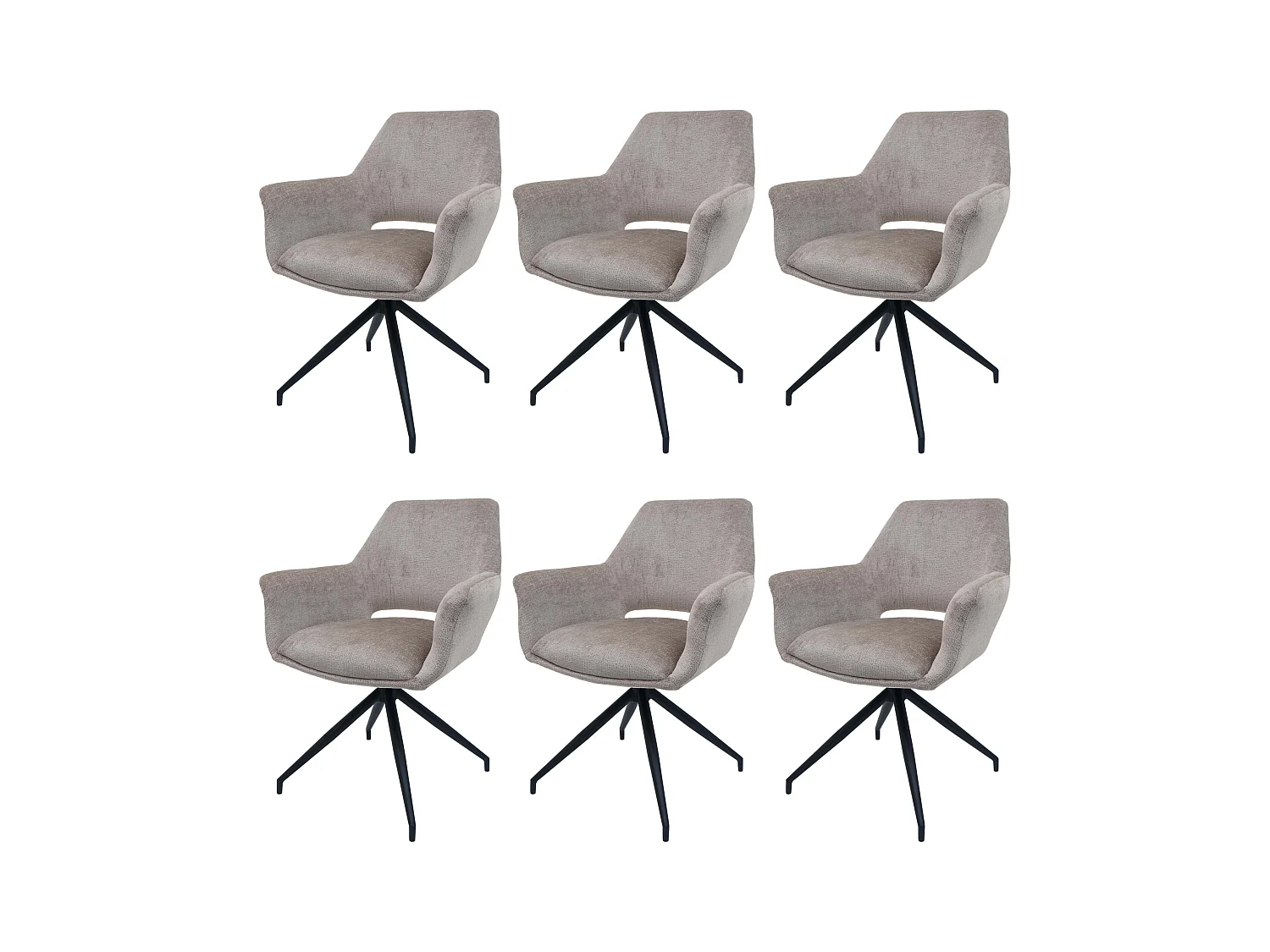Conjunto de 6 cadeiras de jantar MCW-M53,  taupe