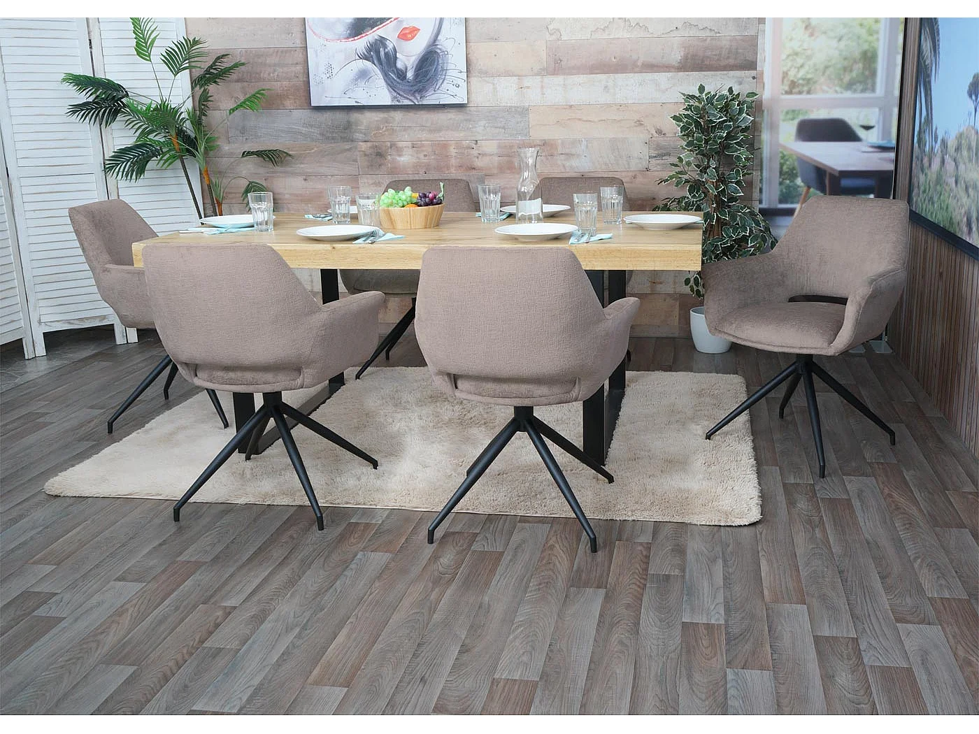 Juego de 6 sillas de comedor MCW-M53,  topo